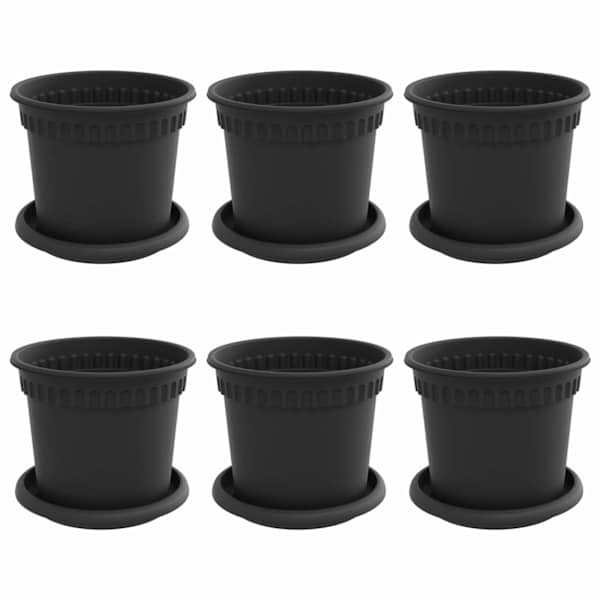 vidaXL Taimepotid 6 tk Must Plastmass