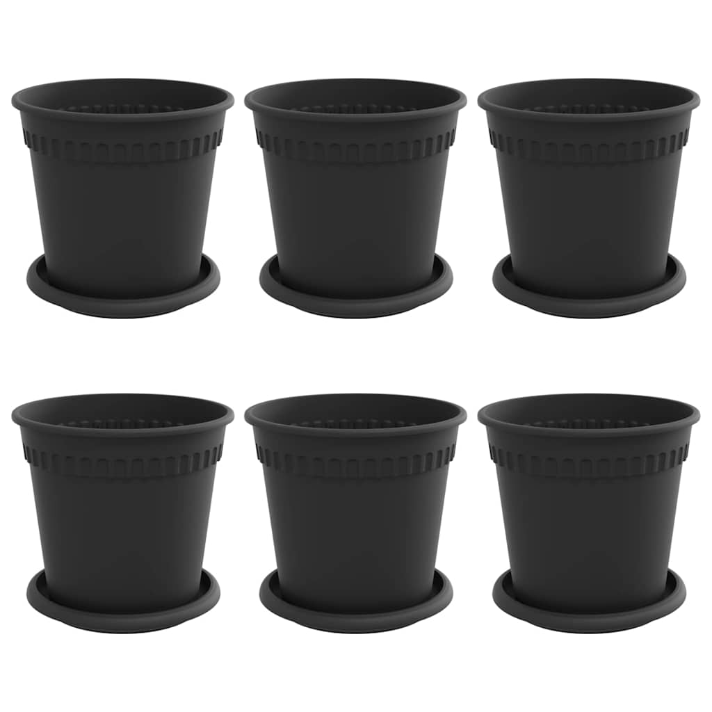 Augu podi 6 pcs Melna Ø 17 x 14 cm Plastmasa