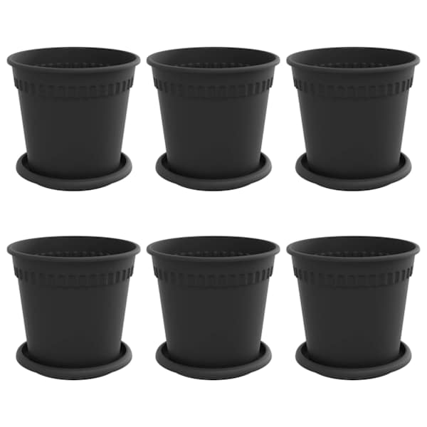 vidaXL Taimepotid 6 tk Must Plastmass