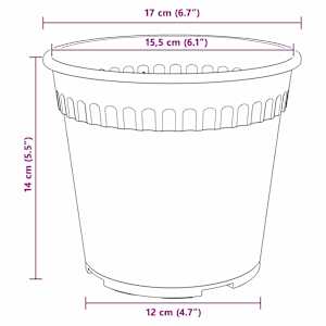 Květináče 6 pcs Černá Ø 17 x 14 cm Plast - obrázek 11