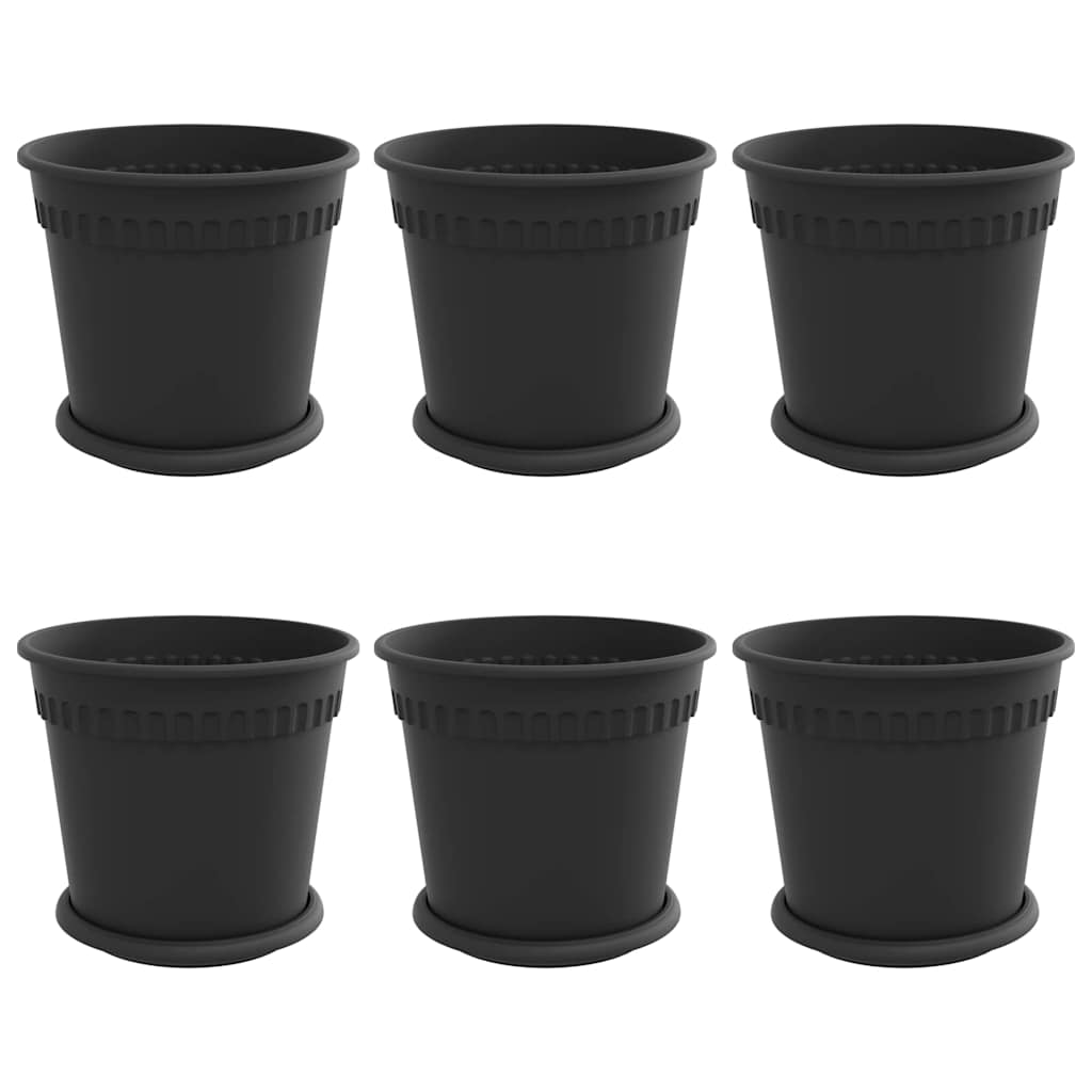 Augu podi 6 pcs Melna Ø 19 x 16 cm Plastmasa