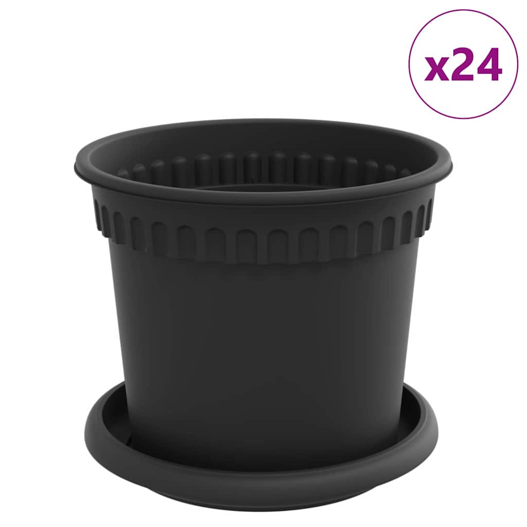 Augu podi 24 pcs Melna Ø 15 x 12 cm Plastmasa