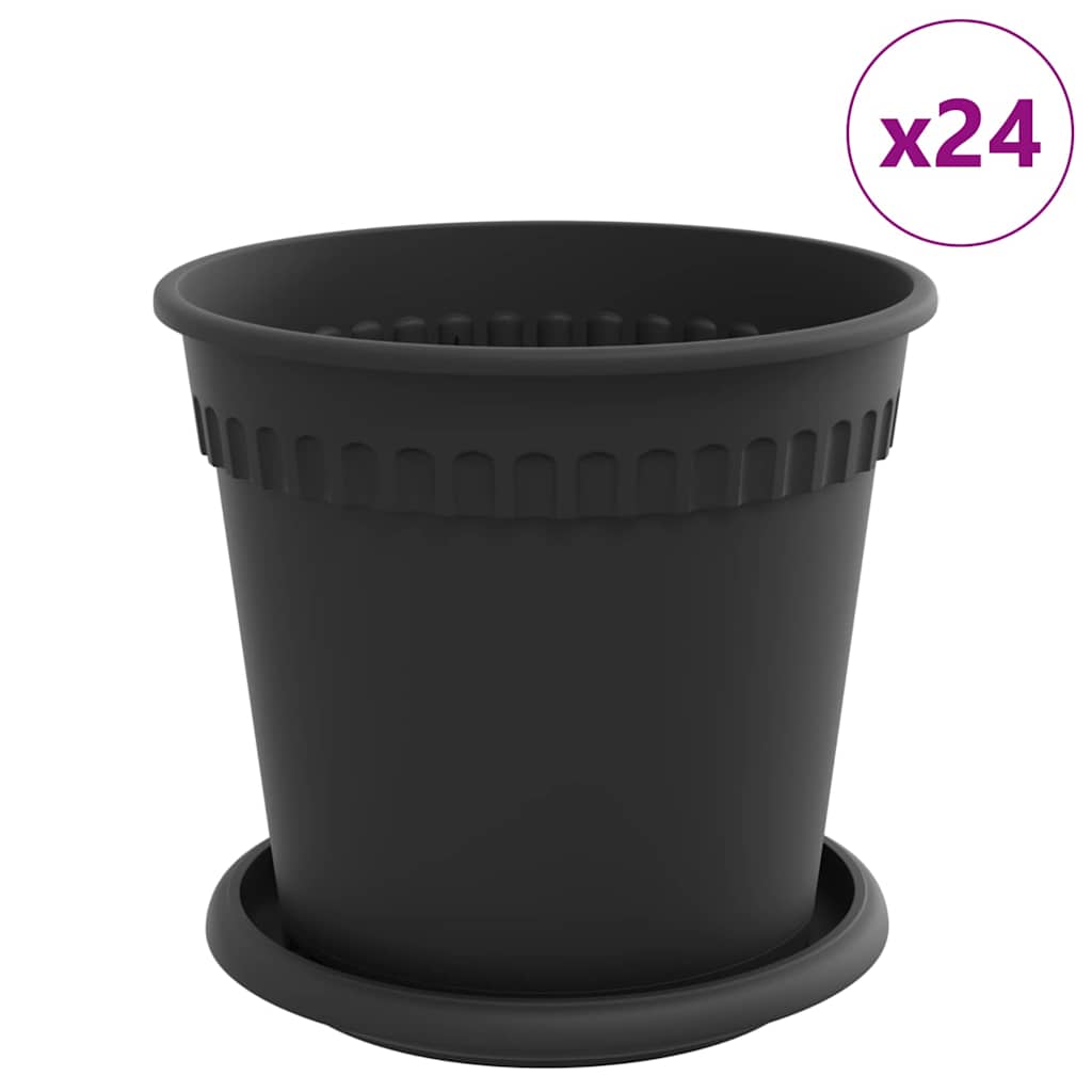 Thumbnail - vidaXL Blumentöpfe 24 pcs Schwarz Ø 17 x 14 cm Kunststoff