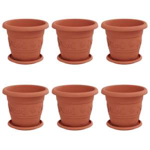 Květináče 6 pcs Cihlově červená Ø 26 x 21.5 cm Plast - obrázek 2
