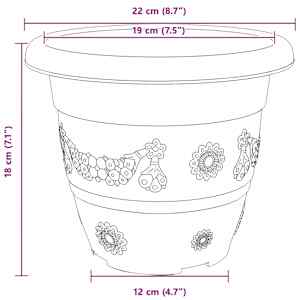 Květináče 6 pcs Cihlově červená Ø 26 x 21.5 cm Plast - obrázek 11