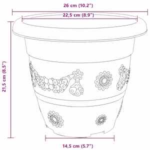 Květináče 6 pcs Cihlově červená Ø 26 x 21.5 cm Plast - obrázek 11