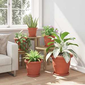 Květináče 6 pcs Cihlově červená Ø 26 x 21.5 cm Plast - obrázek 4