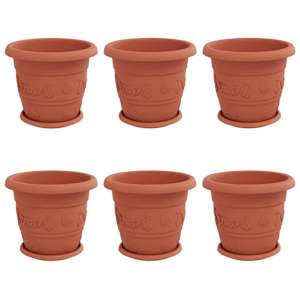 Květináče 6 pcs Cihlově červená Ø 26 x 21.5 cm Plast - obrázek 2