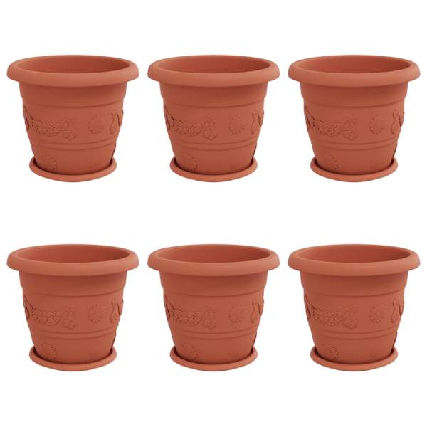 vidaXL Taimepotid 6 tk Kohviroosa &Oslash; 34 x 28 cm Plastmass