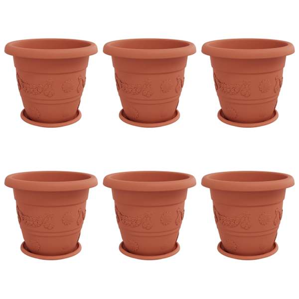 vidaXL Taimepotid 6 tk Kohviroosa &Oslash; 39 x 32 cm Plastmass