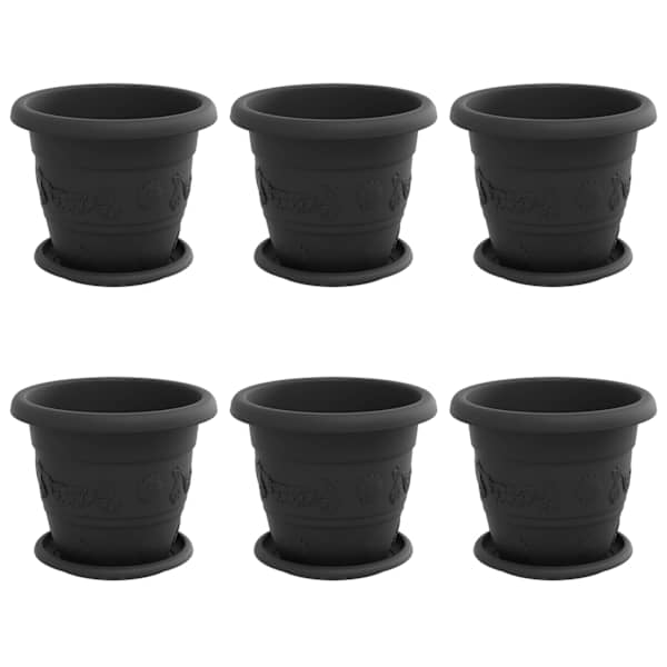 vidaXL Taimepotid 6 tk Must &Oslash; 22 x 18 cm Plastmass