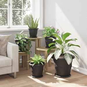 Květináče 6 pcs Černá Ø 26 x 21.5 cm Plast - obrázek 4