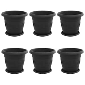 Květináče 6 pcs Černá Ø 26 x 21.5 cm Plast - obrázek 2