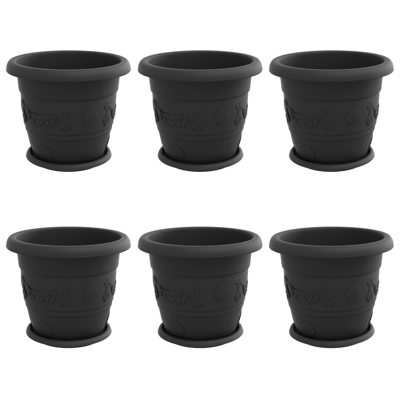 Plantenpotten 6 pcs Zwart Ø 30 x 25 cm Kunststof image 2