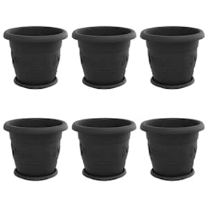 Květináče 6 pcs Černá Ø 30 x 25 cm Plast - obrázek 2