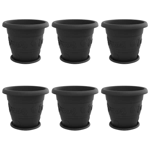 vidaXL Taimepotid 6 tk Must &Oslash; 39 x 32 cm Plastmass