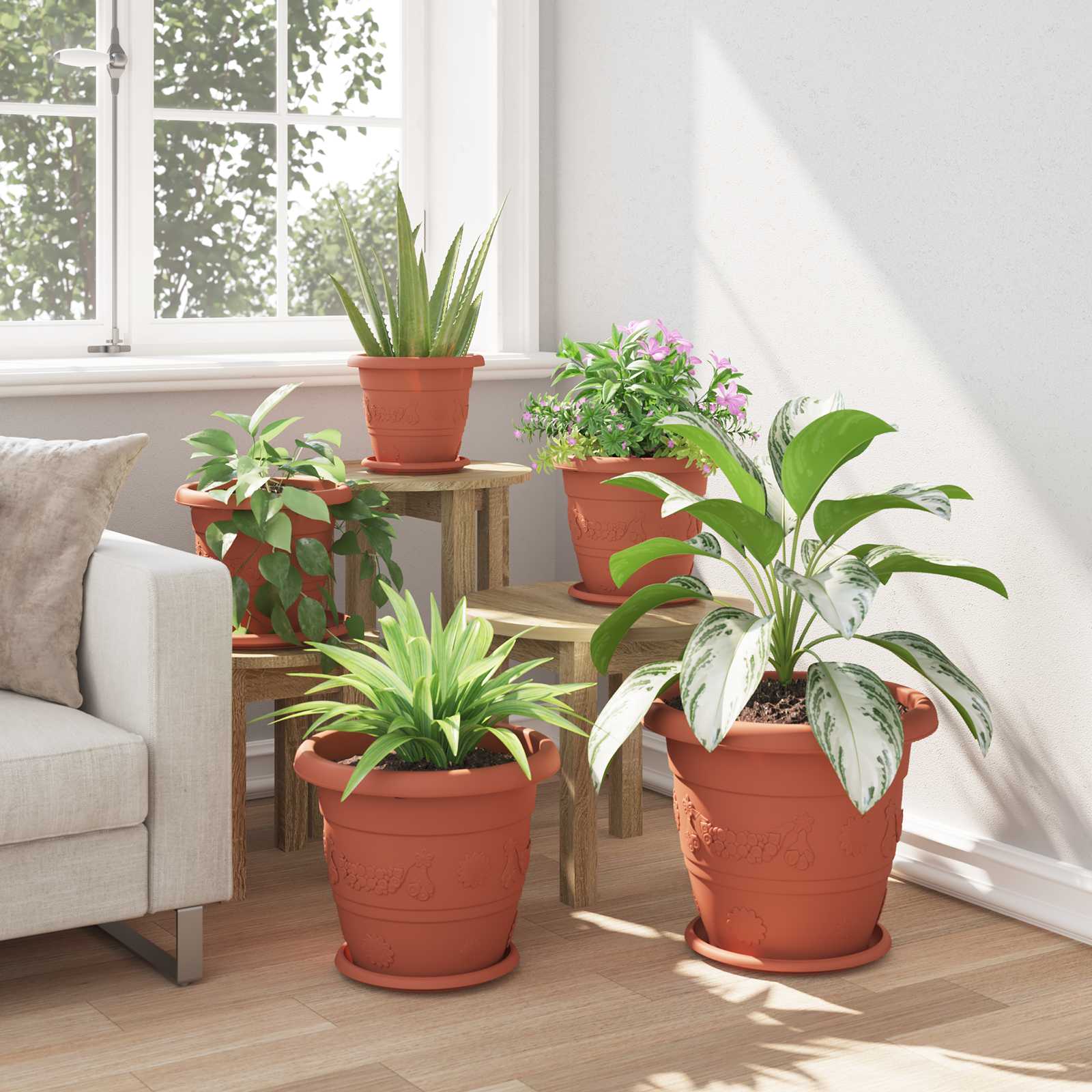 Plantenpotten 24 pcs Baksteenrood Ø 26 x 21.5 cm Kunststof image 4