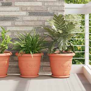 Lončki za rastline 24 pcs Kamnito rdeča Ø 34 x 28 cm Plastika