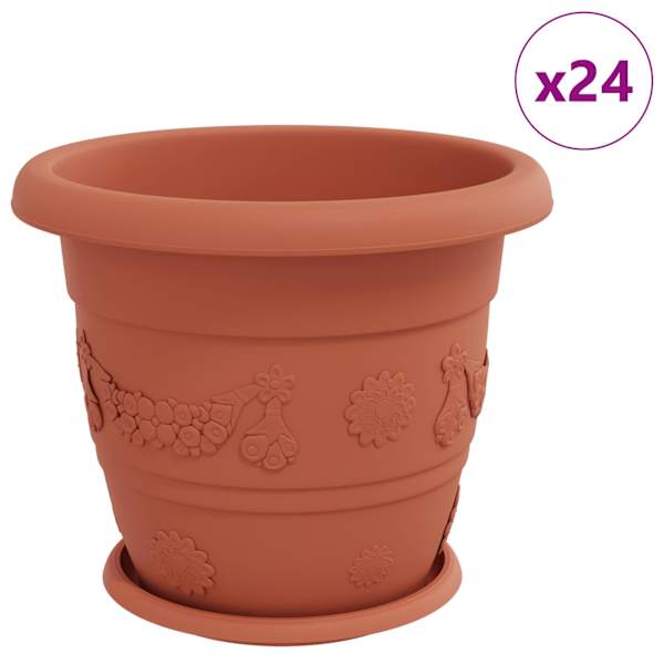 vidaXL Taimepotid 24 tk Kohviroosa &Oslash; 34 x 28 cm Plastmass