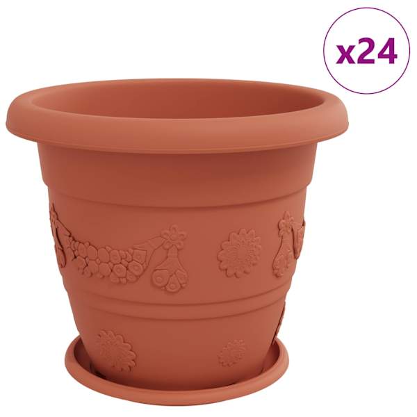 vidaXL Taimepotid 24 tk Kohviroosa &Oslash; 39 x 32 cm Plastmass