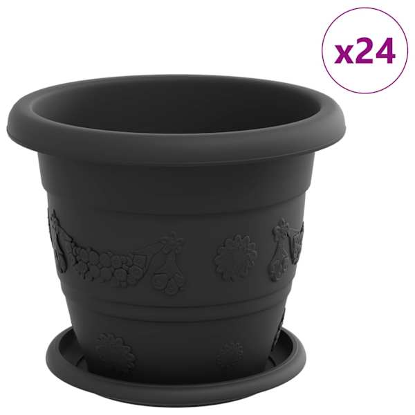 vidaXL Taimepotid 24 tk Must &Oslash; 22 x 18 cm Plastmass