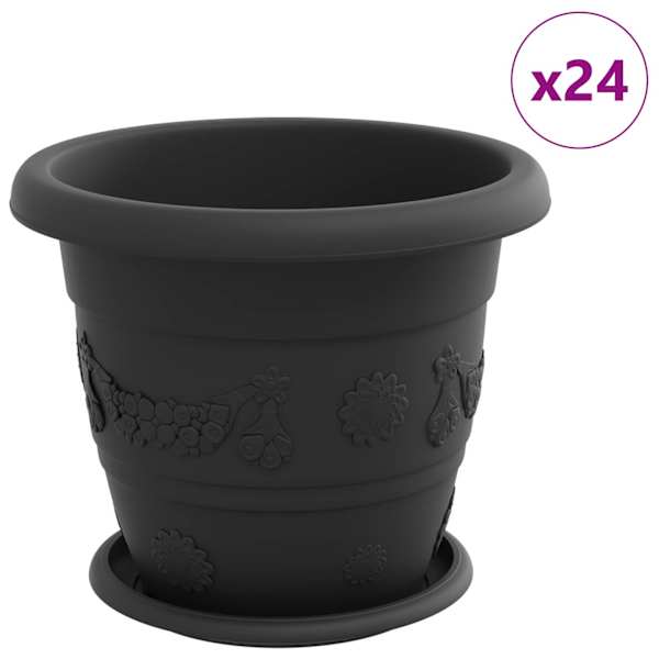vidaXL Taimepotid 24 tk Must &Oslash; 26 x 21.5 cm Plastmass