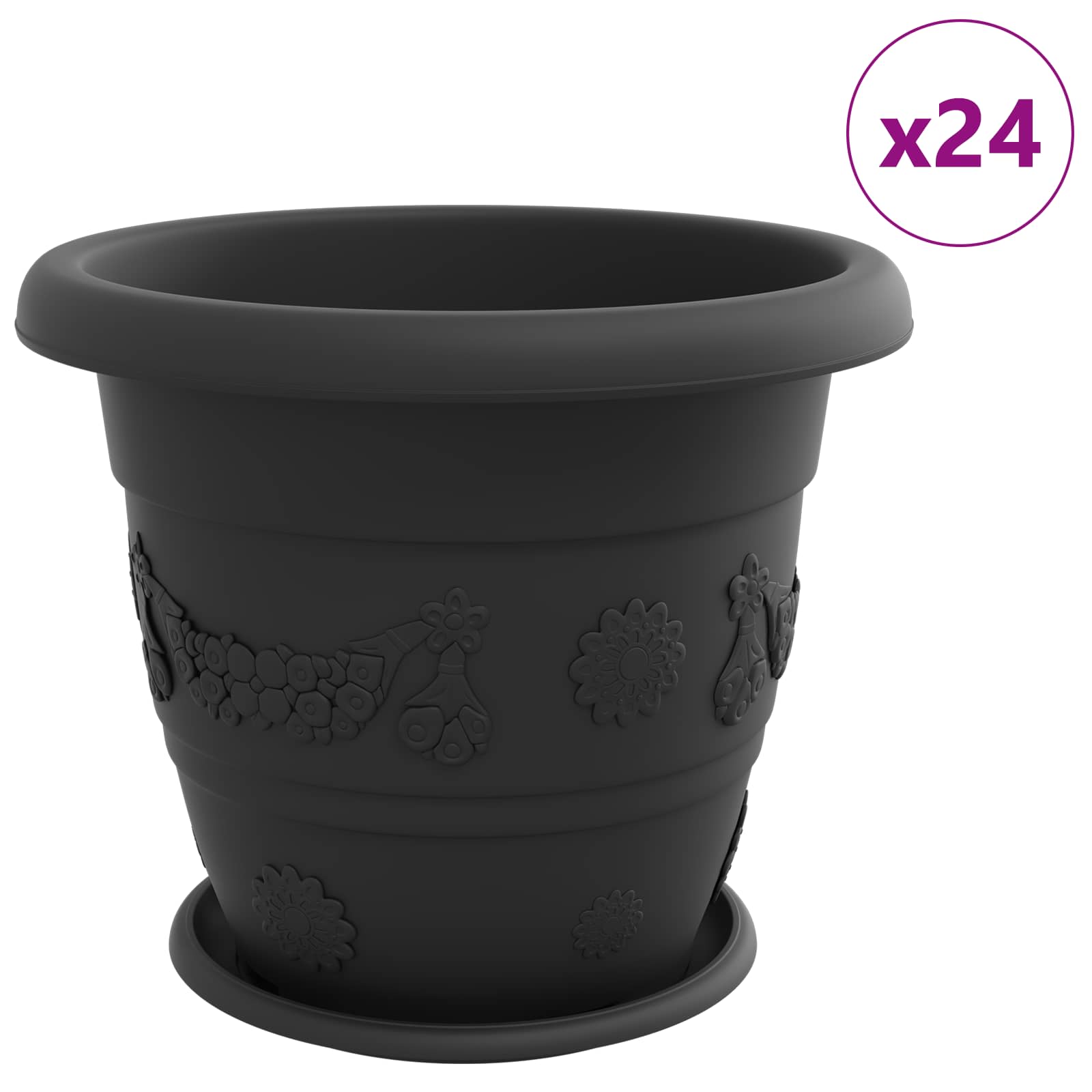 Plantenpotten 24 pcs Zwart Ø 39 x 32 cm Kunststof image 2