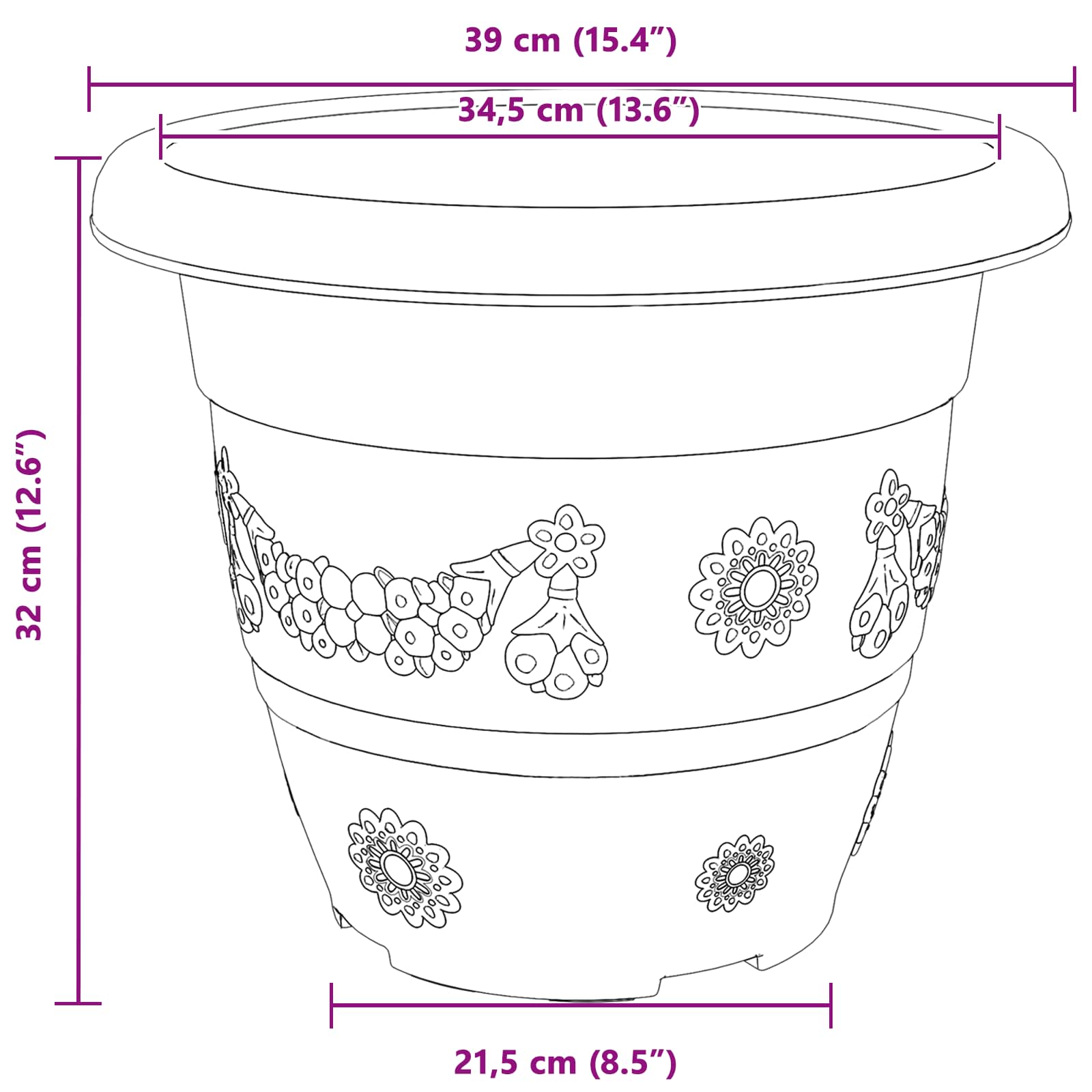 Plantenpotten 24 pcs Zwart Ø 39 x 32 cm Kunststof image 11