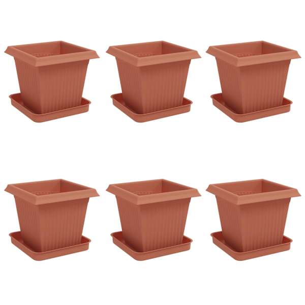vidaXL Taimepotid 6 tk Kohviroosa Plastmass