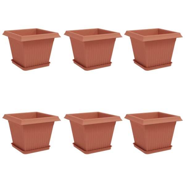 vidaXL Taimepotid 6 tk Kohviroosa Plastmass