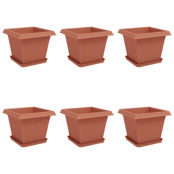 vidaXL Taimepotid 6 tk Kohviroosa Plastmass