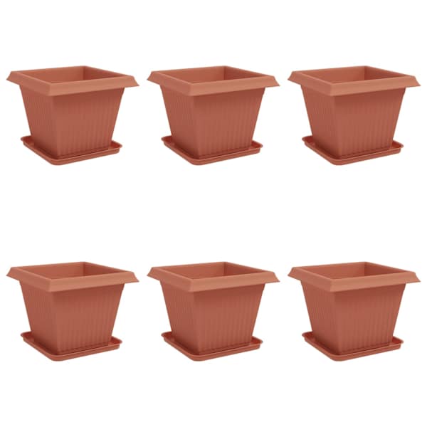 vidaXL Taimepotid 6 tk Kohviroosa Plastmass