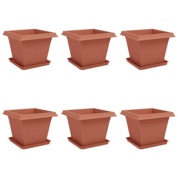 vidaXL Taimepotid 6 tk Kohviroosa Plastmass