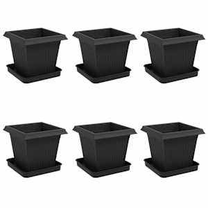 Květináče 6 pcs Černá 16 x 16 x 14 cm Plast - obrázek 2