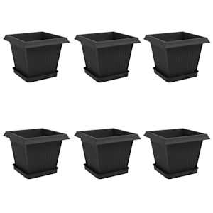 vidaXL Taimepotid 6 tk Must Plastmass