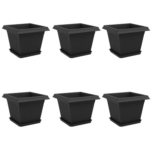 vidaXL Taimepotid 6 tk Must Plastmass