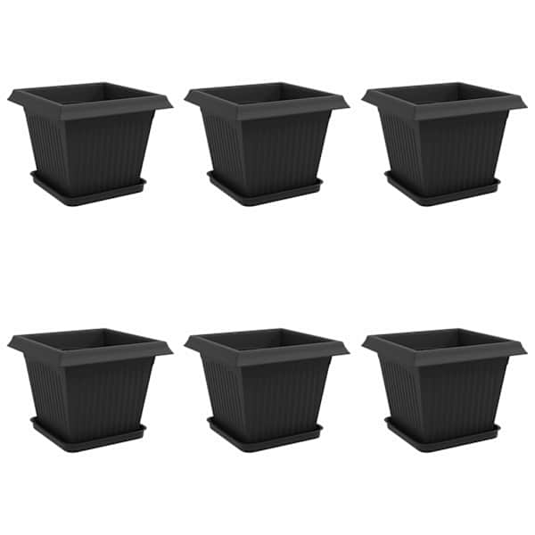 vidaXL Taimepotid 6 tk Must Plastmass