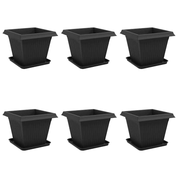 vidaXL Taimepotid 6 tk Must Plastmass