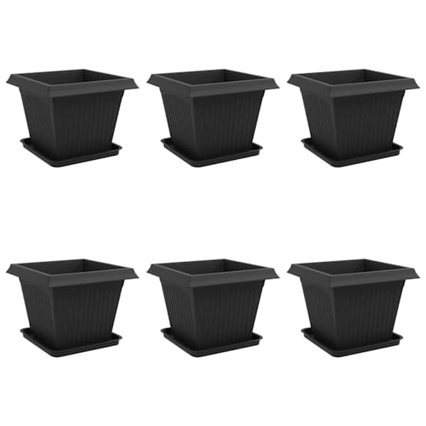 vidaXL Taimepotid 6 tk Must Plastmass