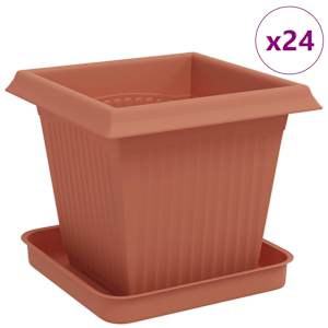 Květináče 24 pcs Cihlově červená 16 x 16 x 14 cm Plast - obrázek 2