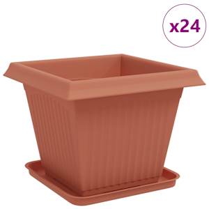 Květináče 24 pcs Cihlově červená 38 x 38 x 30 cm Plast - obrázek 2