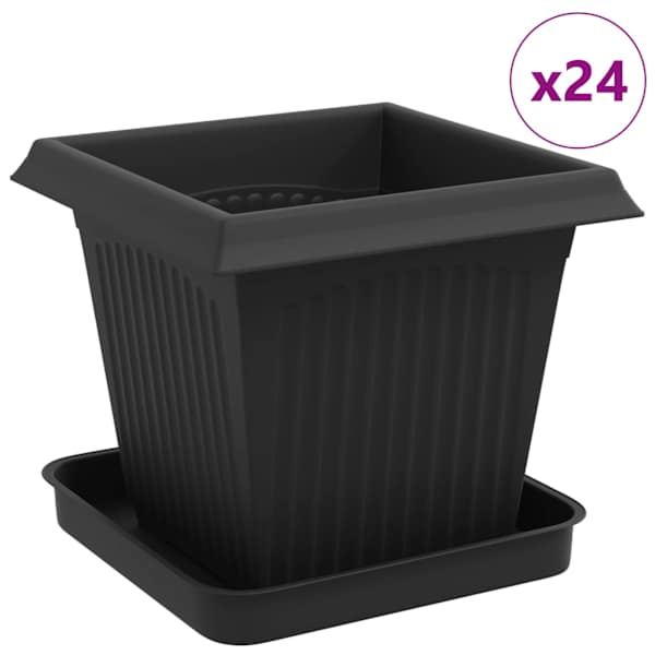 vidaXL Taimepotid 24 tk Must Plastmass