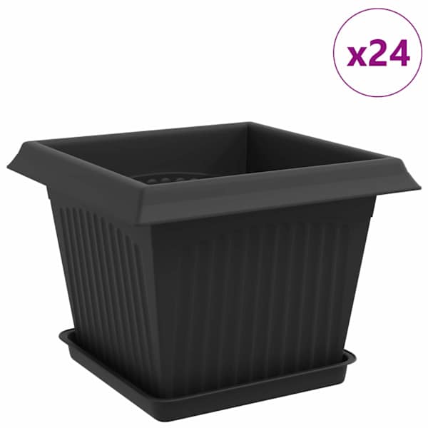 vidaXL Taimepotid 24 tk Must Plastmass
