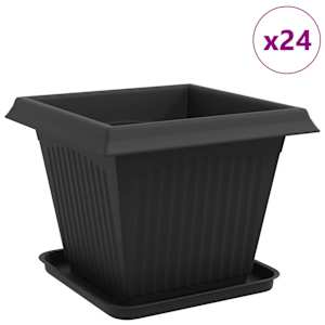 Květináče 24 pcs Černá 38 x 38 x 30 cm Plast - obrázek 2