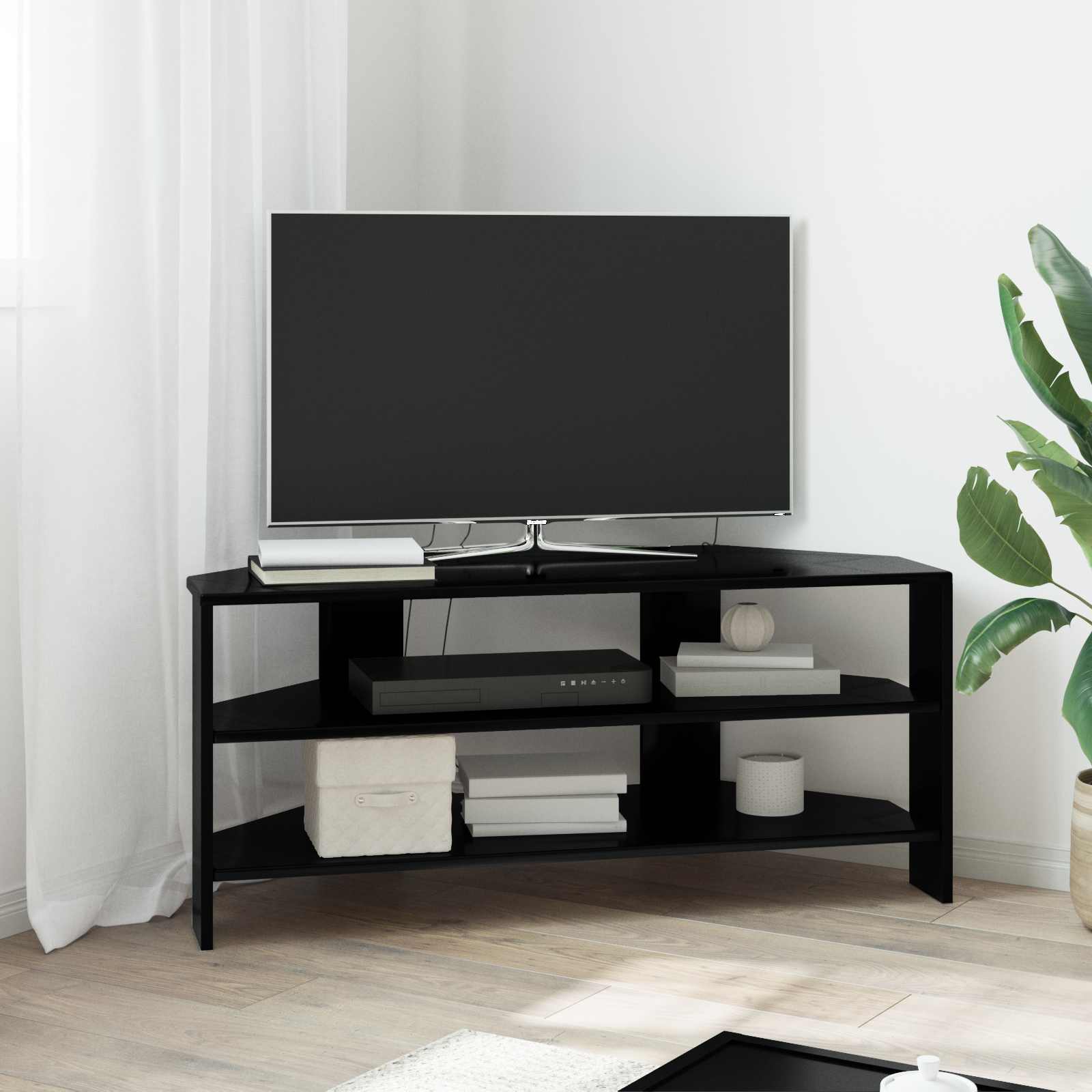 KulmaTV-kaappi Musta 102x40,5x45cm Tekninen puu