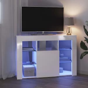 Rohový LED TV stojan Nástěnný Vysoce lesklá bílá 100x40x68cm - obrázek 5