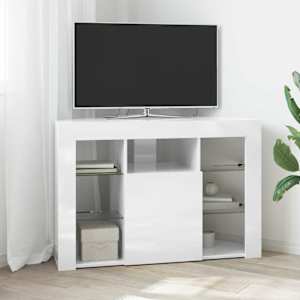 Rohový LED TV stojan Nástěnný Vysoce lesklá bílá 100x40x68cm - obrázek 1