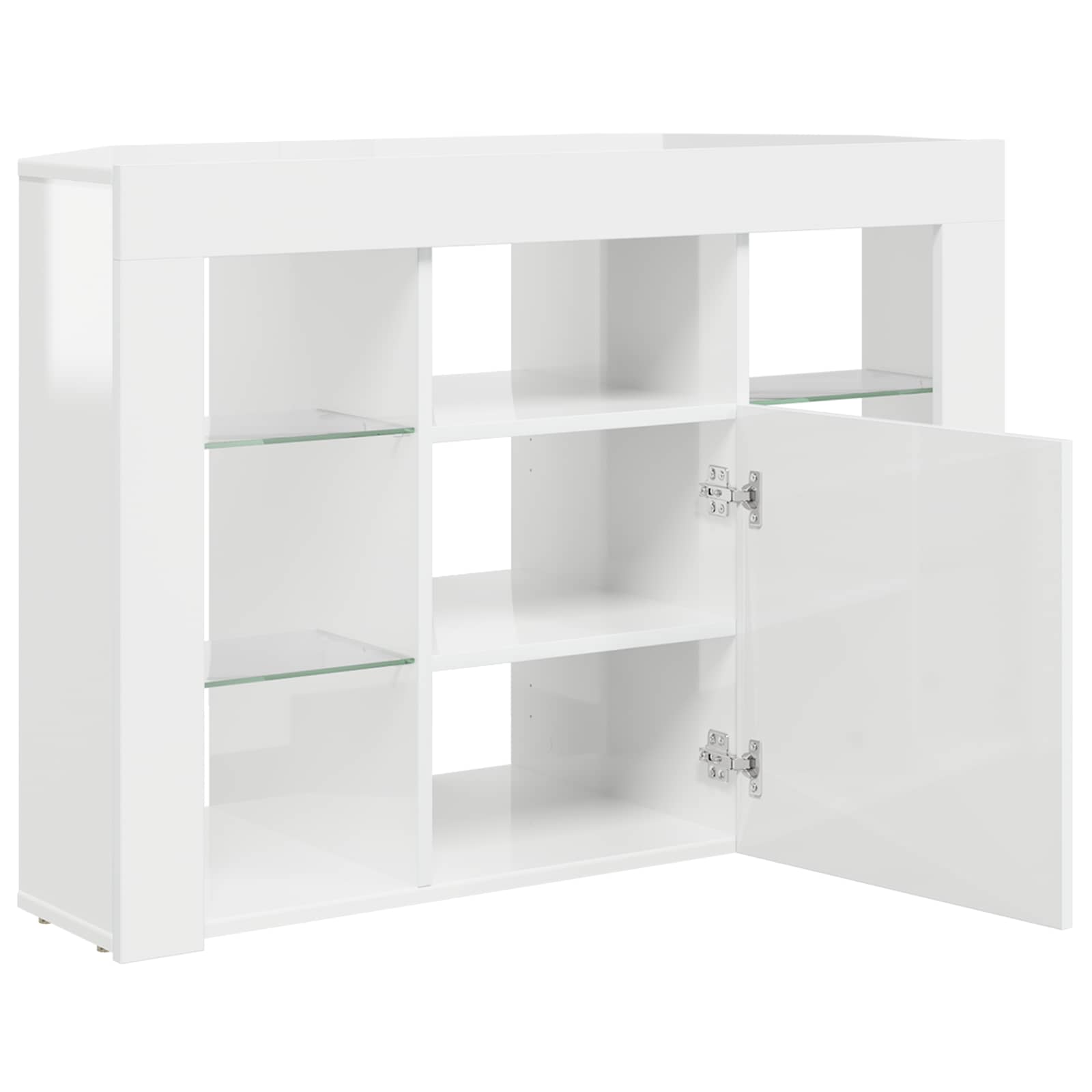 Eck-LED-TV-Schrank 100x40x68cm Hochglanz Weiß Holzwerkstoff – Ansicht 7