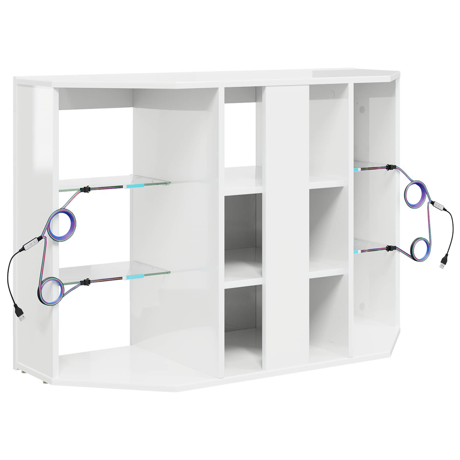 Eck-LED-TV-Schrank 100x40x68cm Hochglanz Weiß Holzwerkstoff – Ansicht 10