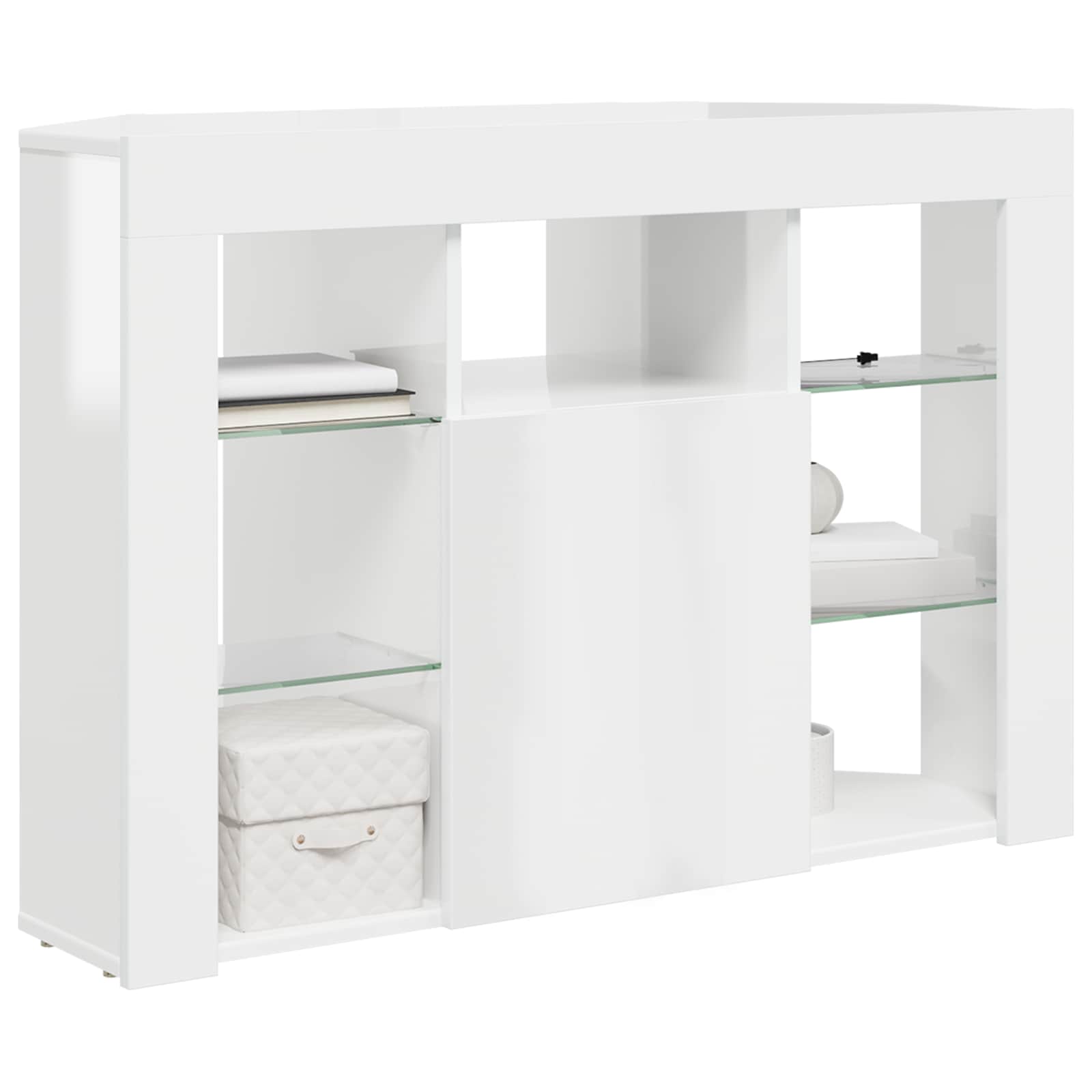 Eck-LED-TV-Schrank 100x40x68cm Hochglanz Weiß Holzwerkstoff – Ansicht 3